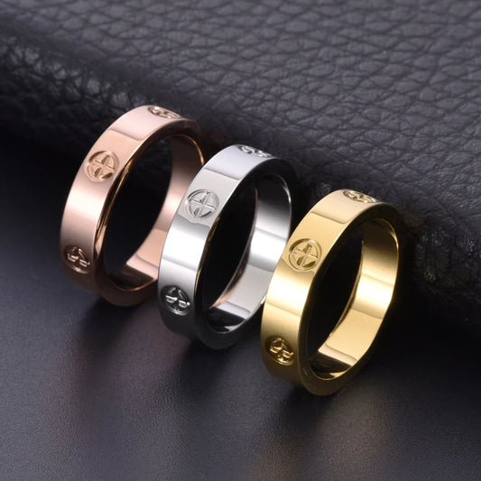 Gold-Plated Stainless Steel Cross Men's Ring
