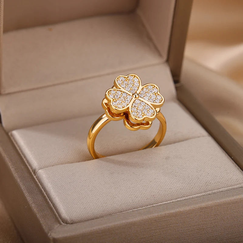 Four-Leaf Clover Spinner Ring