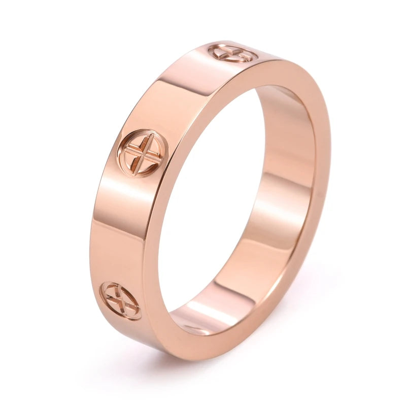 Gold-Plated Stainless Steel Cross Men's Ring