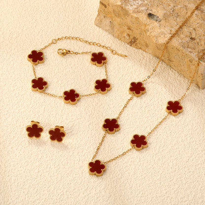 Flower Necklace Earrings Set