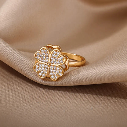 Four-Leaf Clover Spinner Ring