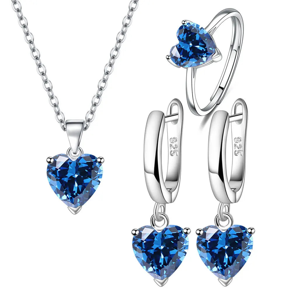 925 Sterling Silver Heart Jewellery Sets