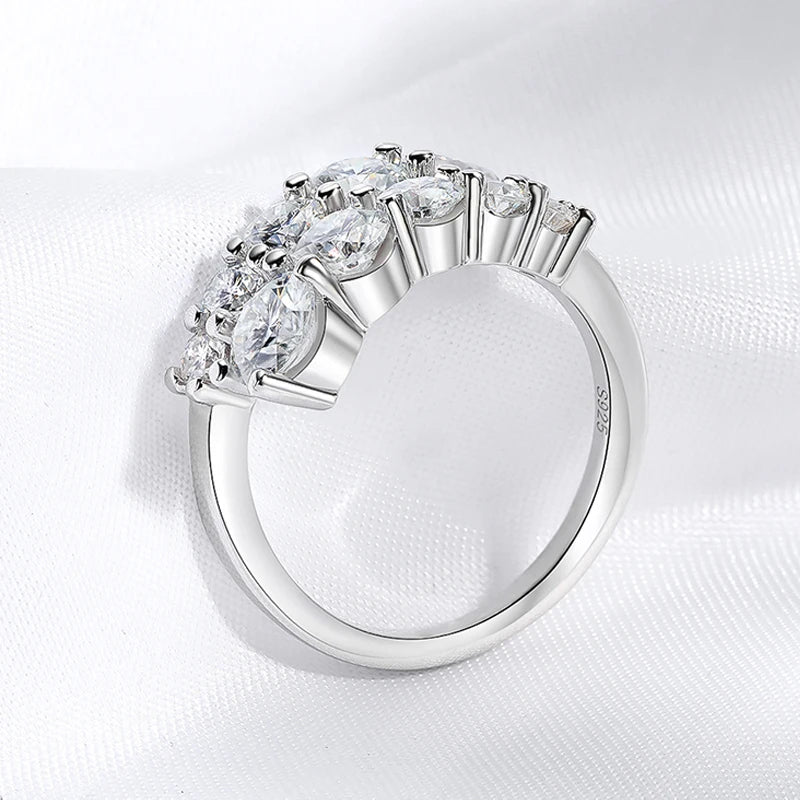 SMYOUE 10-Gem Moissanite Sterling Silver Wedding Band
