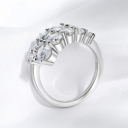 SMYOUE 10-Gem Moissanite Sterling Silver Wedding Band