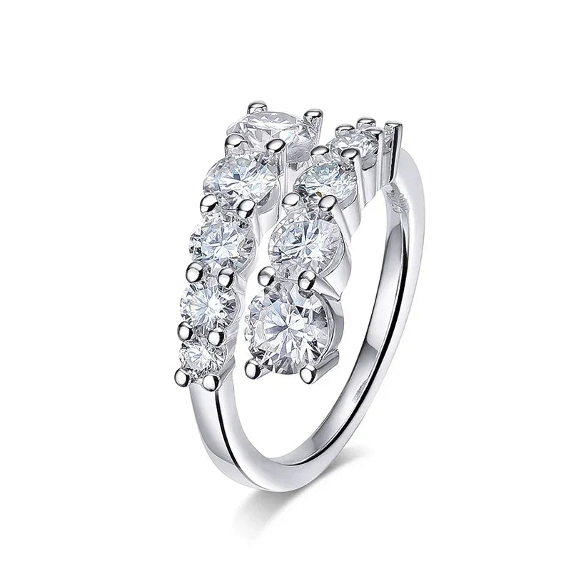 SMYOUE 10-Gem Moissanite Sterling Silver Wedding Band