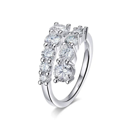 SMYOUE 10-Gem Moissanite Sterling Silver Wedding Band