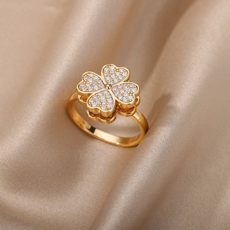 Four-Leaf Clover Spinner Ring
