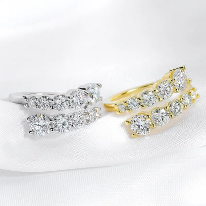 SMYOUE 10-Gem Moissanite Sterling Silver Wedding Band