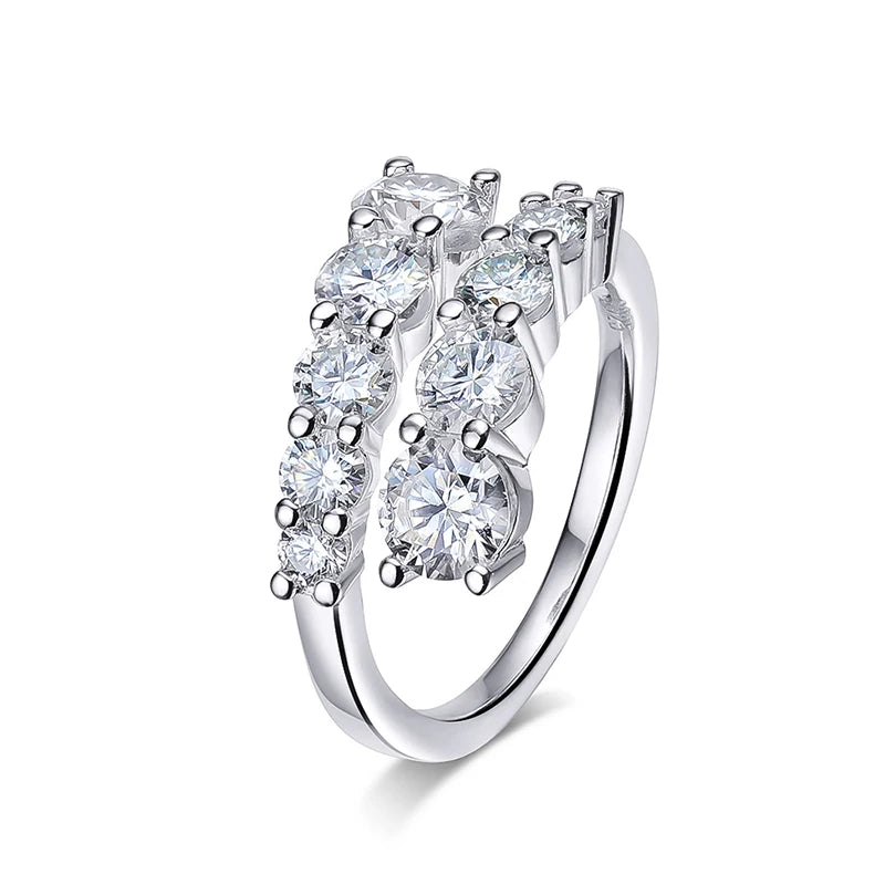 SMYOUE 10-Gem Moissanite Sterling Silver Wedding Band
