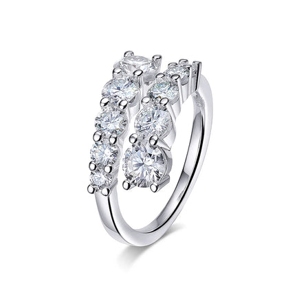 SMYOUE 10-Gem Moissanite Sterling Silver Wedding Band