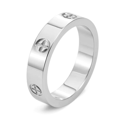 Gold-Plated Stainless Steel Cross Men's Ring