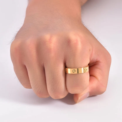 Gold-Plated Stainless Steel Cross Men's Ring