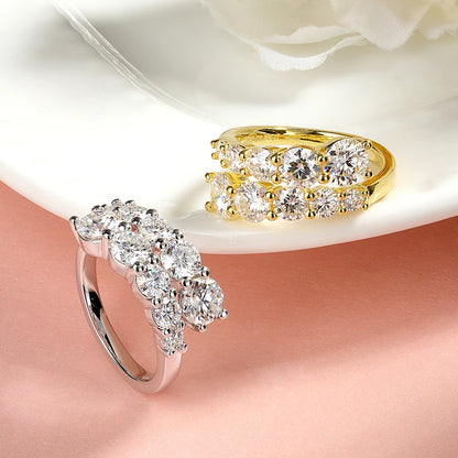 SMYOUE 10-Gem Moissanite Sterling Silver Wedding Band