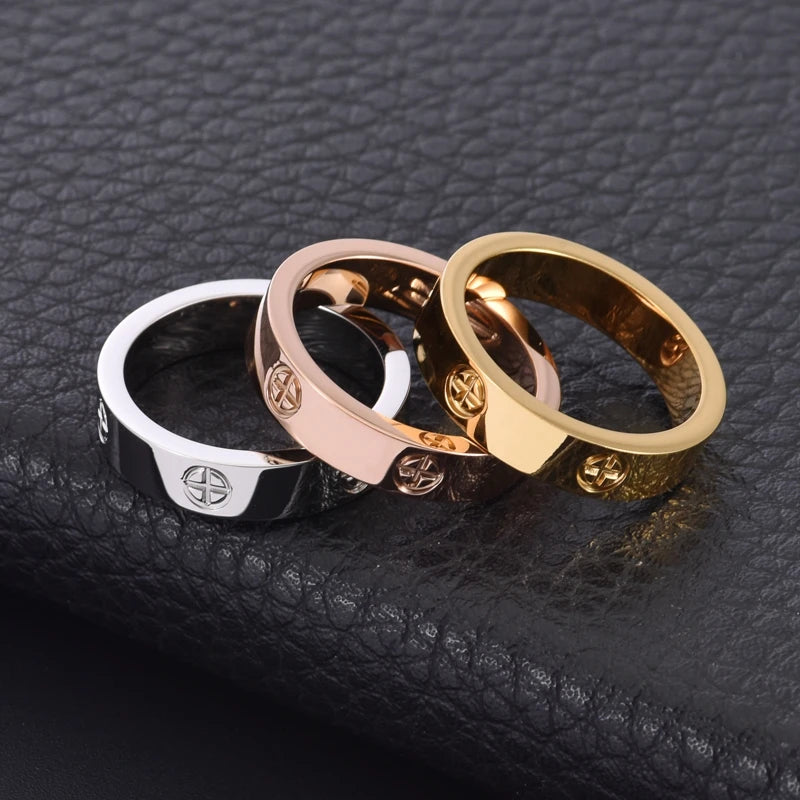 Gold-Plated Stainless Steel Cross Men's Ring