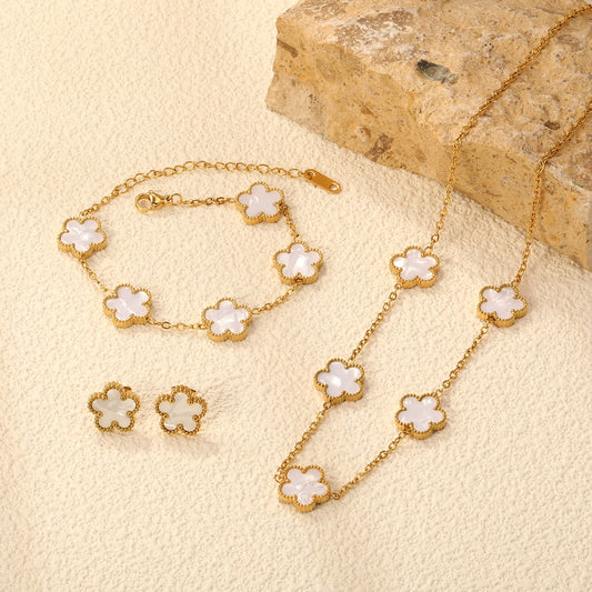 Flower Necklace Earrings Set