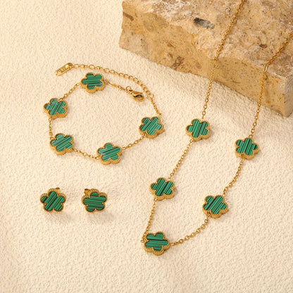 Flower Necklace Earrings Set