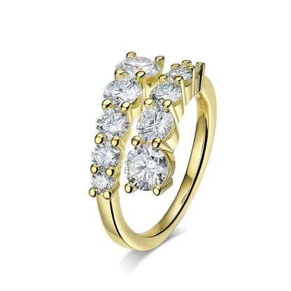 SMYOUE 10-Gem Moissanite Sterling Silver Wedding Band