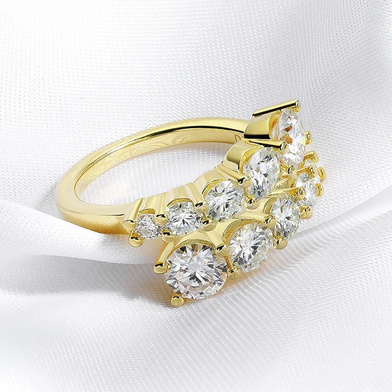 SMYOUE 10-Gem Moissanite Sterling Silver Wedding Band