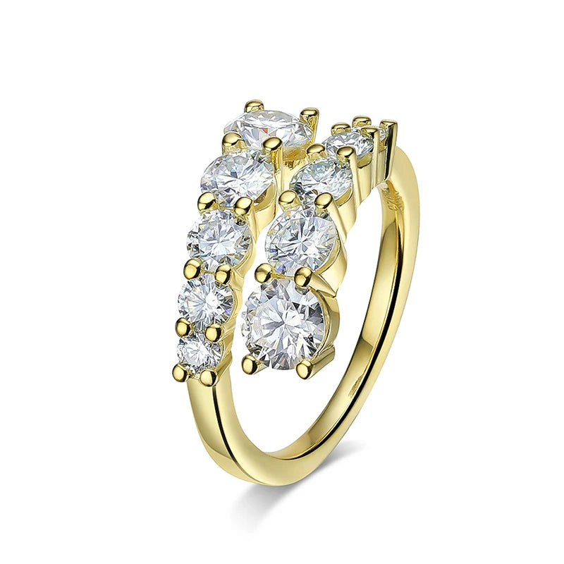 SMYOUE 10-Gem Moissanite Sterling Silver Wedding Band