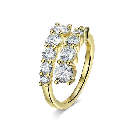 SMYOUE 10-Gem Moissanite Sterling Silver Wedding Band