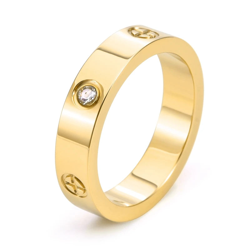 Gold-Plated Stainless Steel Cross Men's Ring