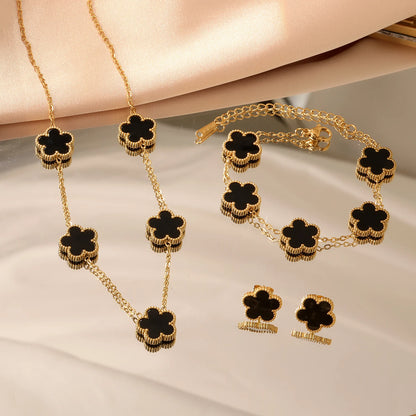 Flower Necklace Earrings Set