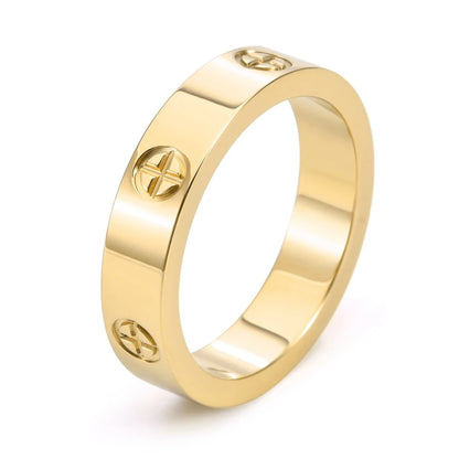 Gold-Plated Stainless Steel Cross Men's Ring