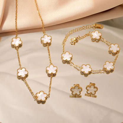 Flower Necklace Earrings Set