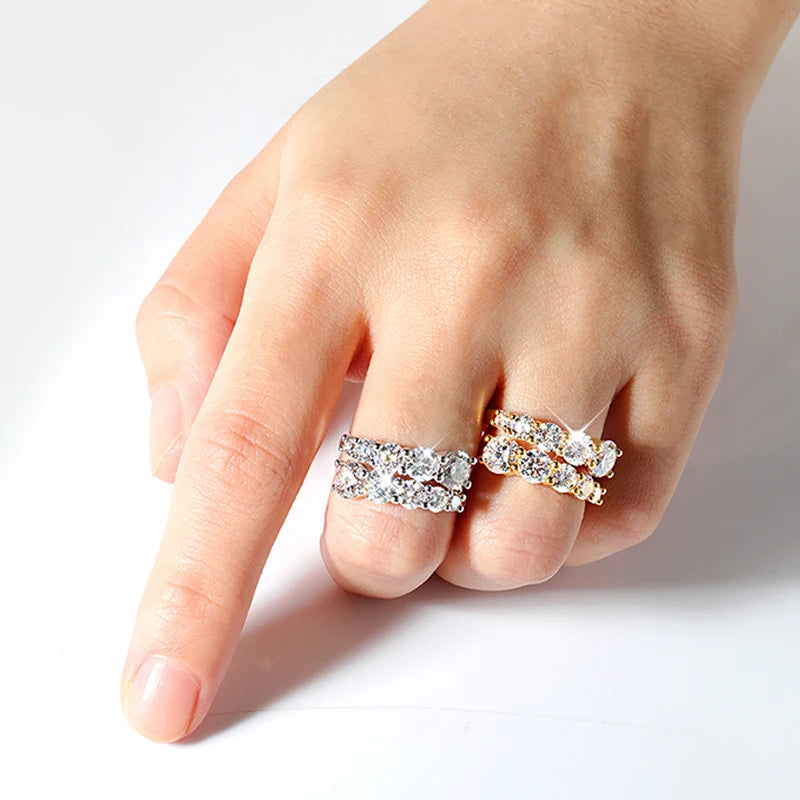 SMYOUE 10-Gem Moissanite Sterling Silver Wedding Band