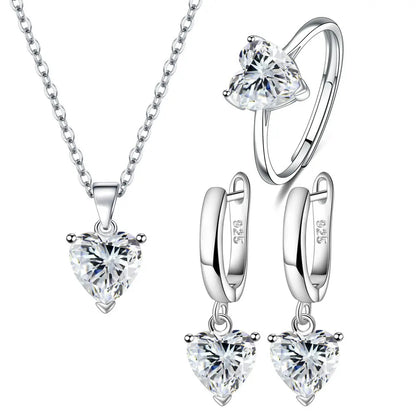 925 Sterling Silver Heart Jewellery Sets
