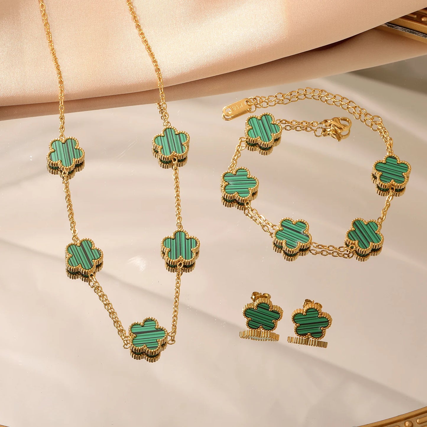 Flower Necklace Earrings Set