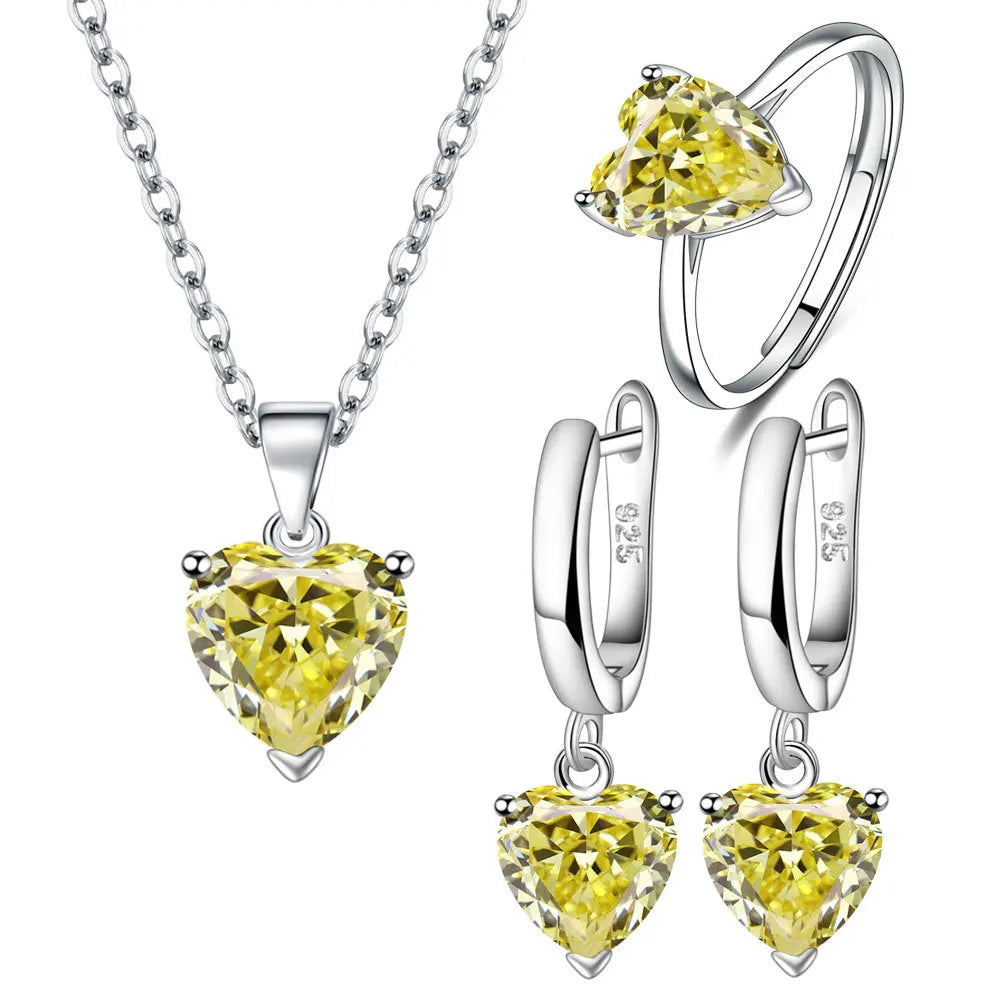 925 Sterling Silver Heart Jewellery Sets